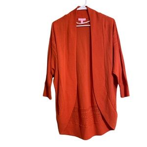 LILLY PULITZER CABRINA OPEN FRONT WRAP SWEATER HOLLYHOCK VILLA STITCH OR…